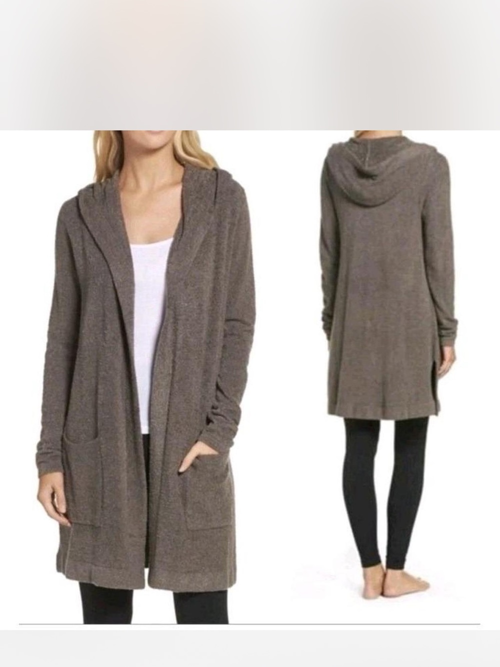 Barefoot dreams CozyChic Lite Open-Front Hooded Cardigan